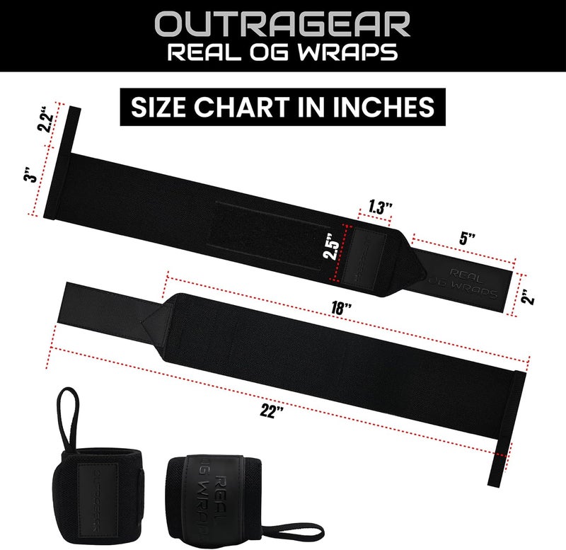 OUTRAGEAR 18" OG-Grade Wrist Wraps for Weightlifting – Heavy Duty Wrist Support with Thumb Loop & Lockdown Strap – Wrist Straps for Powerlifting, Bench Press & Gym Training - Image 2